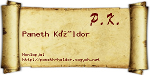Paneth Káldor névjegykártya